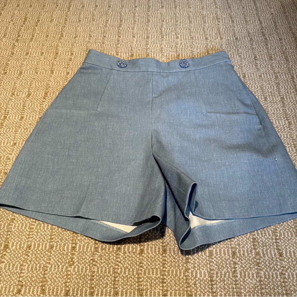 Pearl Women's High Waist Shorts - Blue